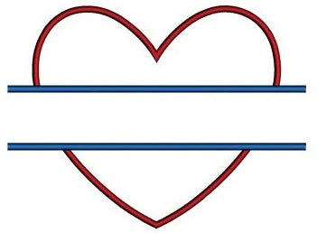 Heart Split Applique Machine Embroidery Digitized Design Pattern - Instant Download - 4x4 , 5x7, 6x10