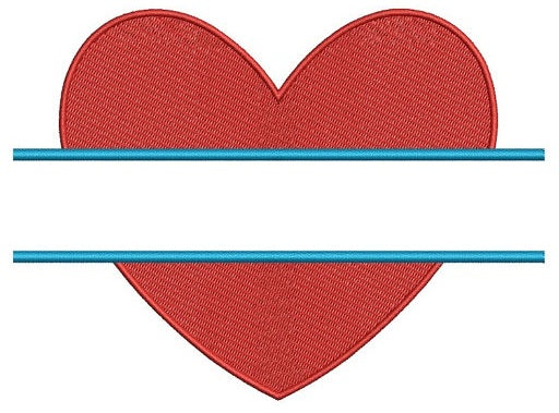 Heart Split Machine Embroidery Digitized Design Filled Pattern - Instant Download - 4x4 , 5x7, 6x10