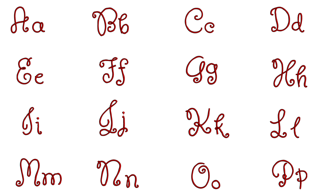 Helen Font Machine Embroidery Script Upper and Lower Case 1 2 3 inches