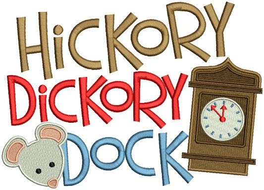Hickory Dickory Dock Filled Machine Embroidery Design Digitized Pattern