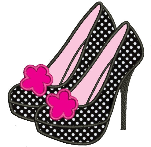 High Heel Stiletto Shoes Applique Machine Embroidery Digitized Design Pattern