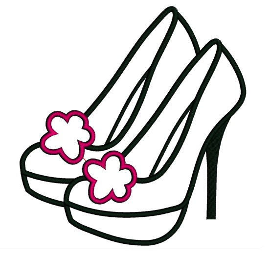 High Heel Stiletto Shoes Applique Machine Embroidery Digitized Design Pattern