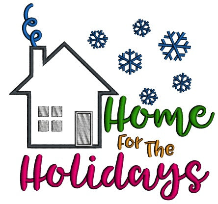 Home For The Holidays Christmas Applique Machine Embroidery Design Digitized Pattern