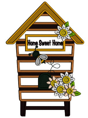 Home Sweet Home Honey Comb Applique Machine Embroidery Digitized Design Pattern