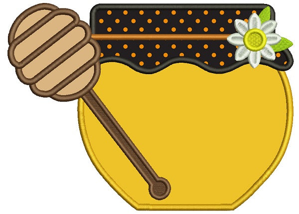 Honey Pot With a Flower Applique Machine Embroidery Design Digitized Pattern