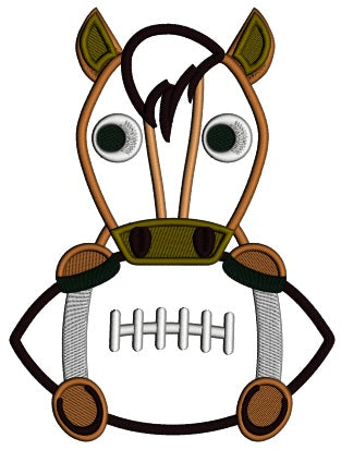Horse With a Football Sports Applique Machine Embroidery Design Digitized Pattern