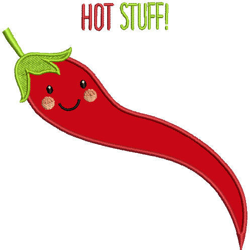 Hot Stuff Pepper Applique Machine Embroidery Design Digitized Pattern