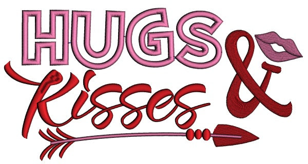 Hugs and Kisses Applique Machine Embroidery Design Digitized Pattern
