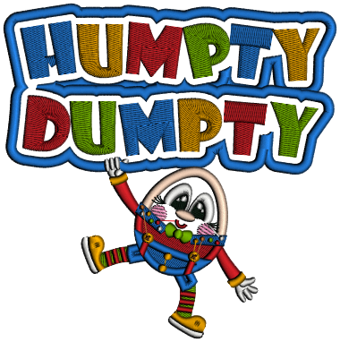 Humpty Dumpty Applique Machine Embroidery Design Digitized Pattern