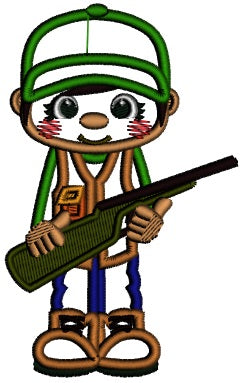 Hunter Wearing Big Boots Fall Applique Machine Embroidery Design Digitized Pattern