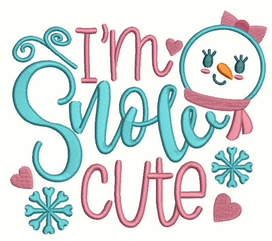I'm Snow Cute Christmas Applique Machine Embroidery Design Digitized Pattern