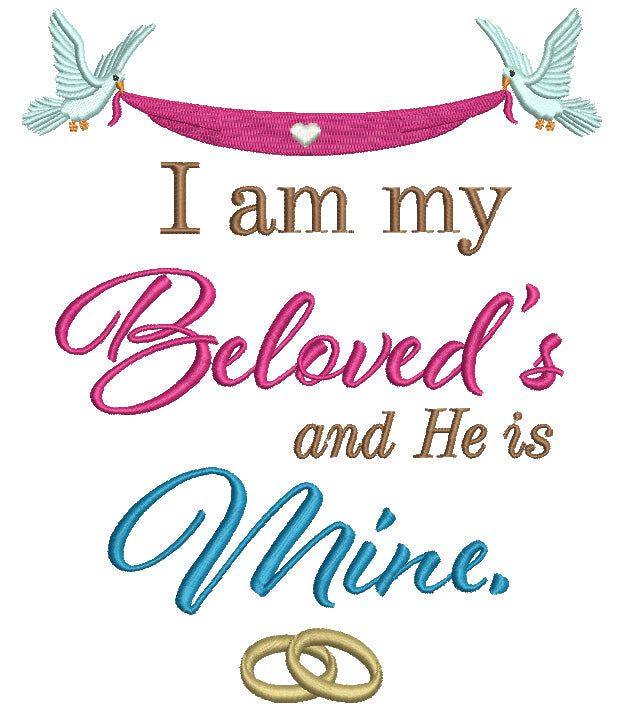 I am my Beloved's and He is Mine Wedding Filled Machine Embroidery Digitized Design Pattern