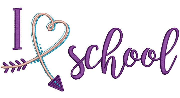 I love School Filled Machine Embroidery Digitized Design Pattern