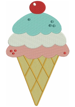 Ice Cream Cone Filled Machine Embroidery Digitized Design Pattern