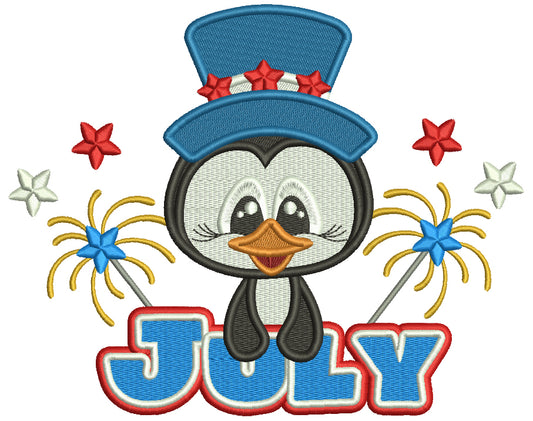 Independence Day 4th Of July Penguin And Fireworks Filled Machine Embroidery Design Digitized Pattern