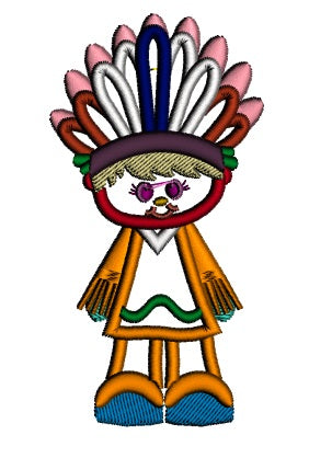 Indian Boy Applique Machine Embroidery Design Digitized Pattern