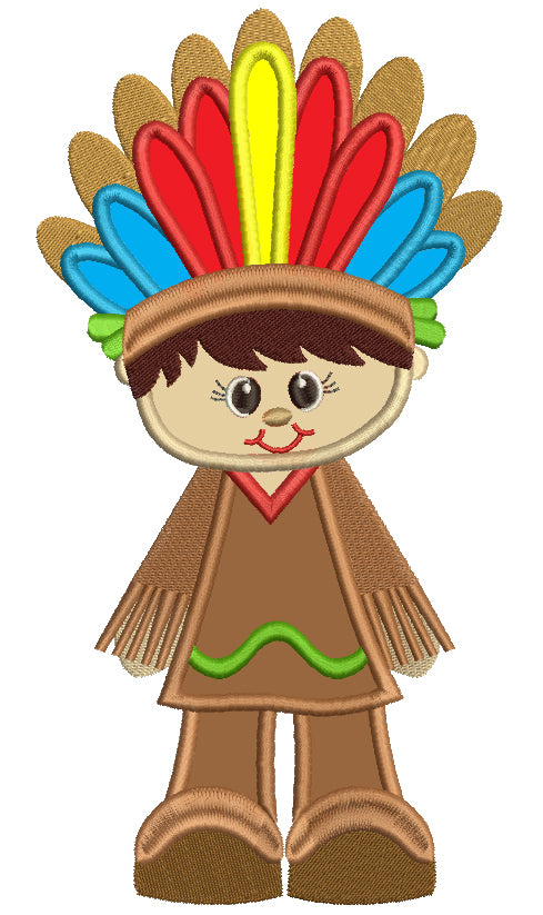Indian Boy Applique Machine Embroidery Design Digitized Pattern