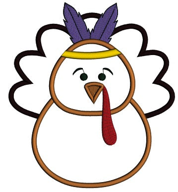 Indian Turkey Thanksgiving Applique Machine Embroidery Digitized Design Pattern