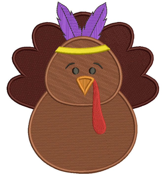 Indian Turkey Thanksgiving Filled Machine Embroidery Digitized Design Pattern