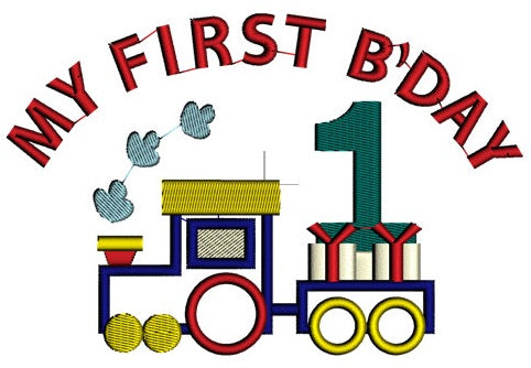 Instant Download Birthday Choo Choo 1st Birthday Train Machine Embroidery Applique comes in three sizes to fit 4x4 , 5x7, and 6x10 hoops