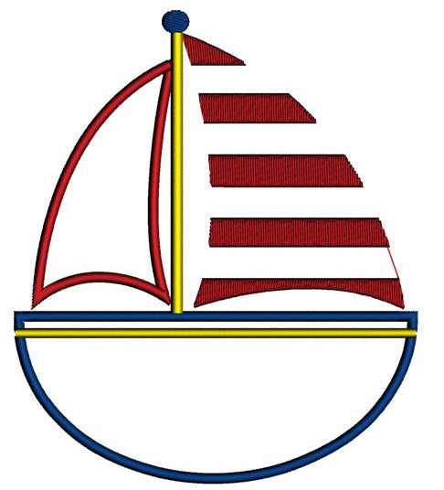 Instant Download Cute Boat Machine Embroidery Applique Design