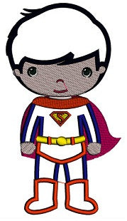 Instant Download Cute Boy Superman's Little Brother (hands out) Machine Embroidery Applique Design