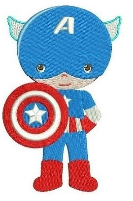 Instant Download Cute Captain America Little Brother (hands in) Superhero Machine Embroidery Design