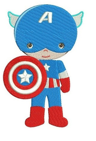 Instant Download Cute Captain America Little Brother (hands out) Superhero Machine Embroidery Design