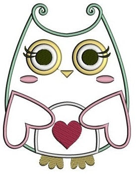 Owl Machine Embroidery Applique Digitized Pattern - Instant Download Cute - comes in three sizes to fit 4x4 , 5x7, and 6x10 hoops