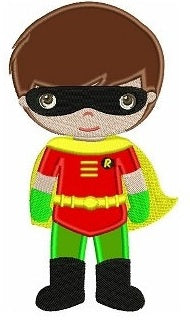 Instant Download Cute Robin's Little Brother (hands out) Superhero Machine Embroidery Applique Design