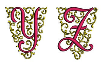 Fancy Font Monogram (A-Z) Machine Embroidery Design -Instant Download - 260 Files