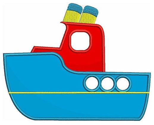 Instant Download Very Cute Boat Machine Embroidery Applique Design