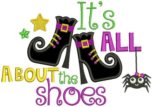 It's All About The Shoes Witch Boots and a Spider Halloween Applique Machine Embroidery Digitized Design Pattern
