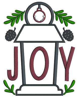 JOY Lantern With Christmas Ornament Christmas Applique Machine Embroidery Design Digitized Pattern