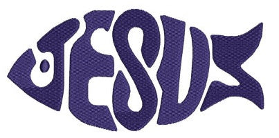 Jesus Fish (Christian Ichthys) Filled Machine Embroidery Digitized Design Pattern - Instant Download - 4x4 , 5x7, and 6x10 -hoops