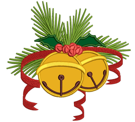 Jingle Bells Christmas Applique Machine Embroidery Digitized Design Pattern