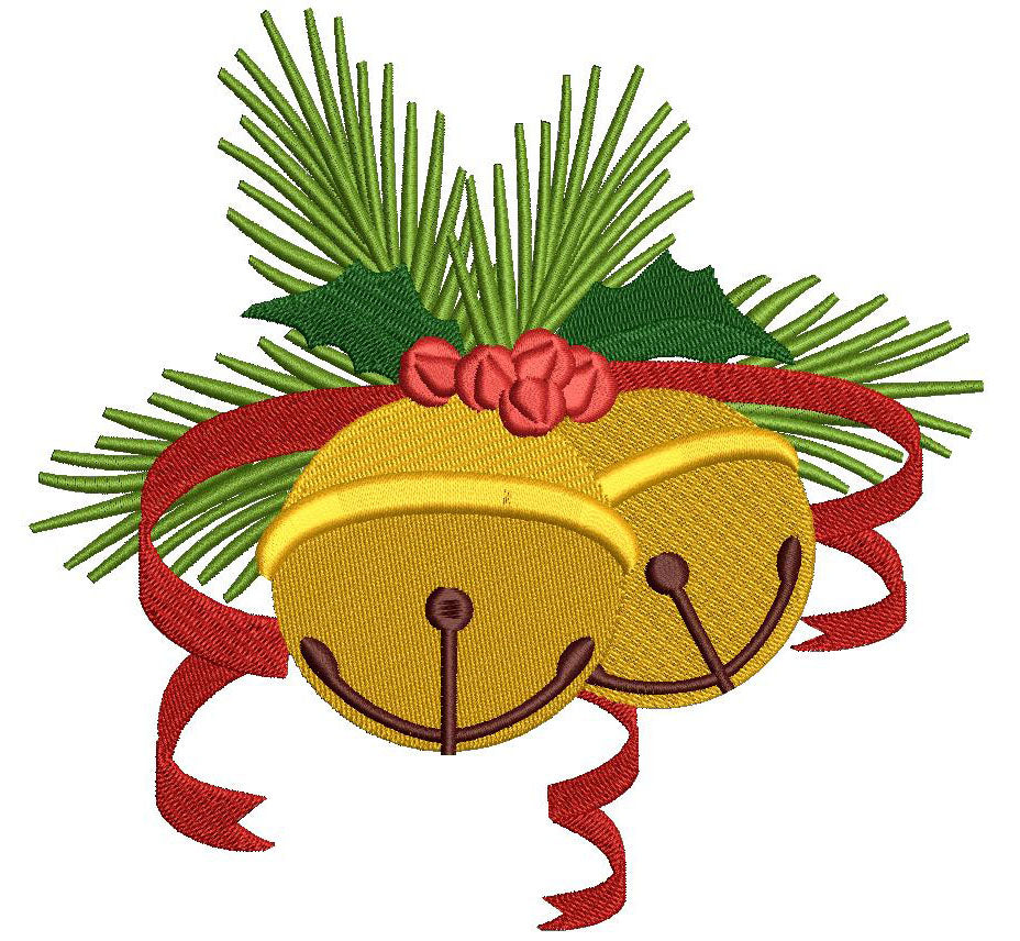 Jingle Bells Christmas Filled Machine Embroidery Digitized Design Pattern