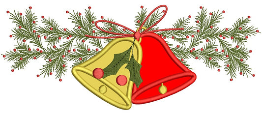 Jingle Bells Christmas Applique Machine Embroidery Design Digitized Pattern