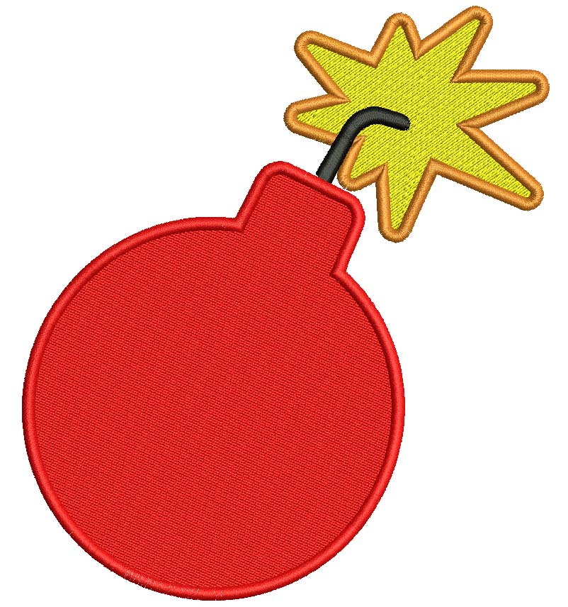 Kaboom Big Explosion Cartoon Bomb Filled Machine Embroidery Digitized Design Pattern