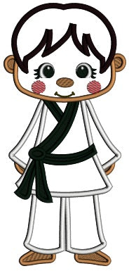 Karate Boy Black Belt Applique Machine Embroidery Design Digitized Pattern