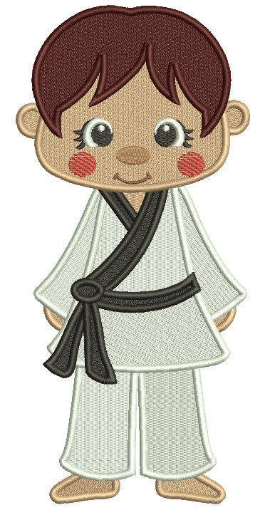 Karate Boy Black Belt Filled Machine Embroidery Design Digitized Pattern