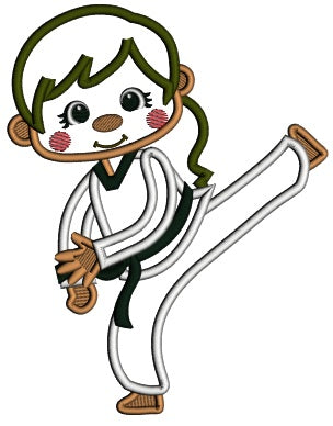 Karate Girl Black Belt Applique Machine Embroidery Design Digitized Pattern