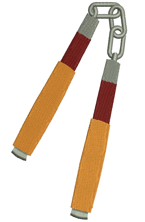 Karate Nunchucks Filled Machine Embroidery Digitized Design Pattern