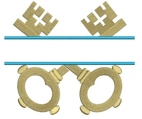 Keys Split Machine Embroidery Digitized Filled Design Pattern- Instant Download - 4x4 ,5x7,6x10 -hoops