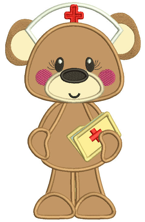 Lady Bear Nurse Applique Medical Machine Embroidery Design Digitized Pattern