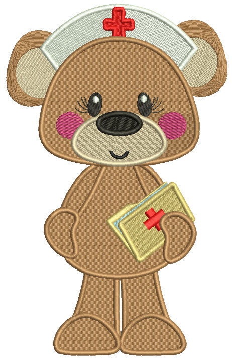Lady Bear Nurse Filled Medical Machine Embroidery Design Digitized Pattern