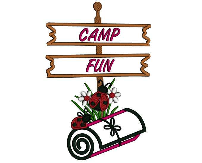 Ladybug Camp Fun Applique Machine Embroidery Design Digitized Pattern