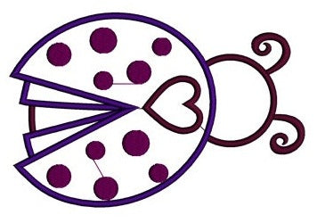 Ladybug with a Heart Applique Machine Embroidery Digitized Design Pattern - Instant Download - 4x4 , 5x7, and 6x10 -hoops