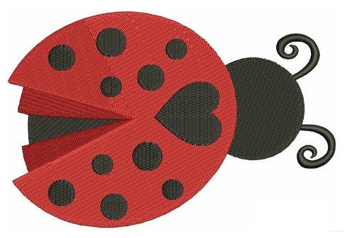 Ladybug with a Heart Machine Embroidery Digitized Design Filled Pattern - Instant Download - 4x4 , 5x7, and 6x10 -hoops