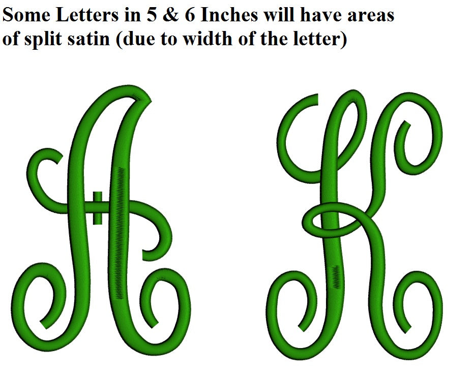 Large Fancy Monogram Embroidery Font Upper Case Satin Stitch Digitized -Instant Download-4,5,6 inch